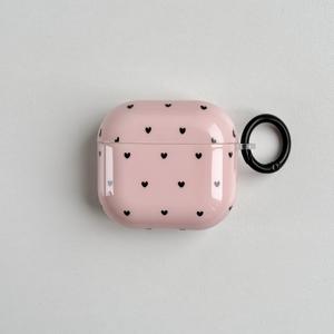 TEMU 스타일리시하고 아름다운 러브 핑크 블랙 솔리드 컬러 보호 헤드폰 케이스 블랙 원형 패던트가 있는 for airpods 1 2 3 4 Pro Pro2에 적합합니다|헤드폰