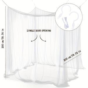 TEMU 침대 모기 넷 대형 야외/실내 모기 넷, 이중/싱글 침대 모기 넷, 정사각형 모기 넷, 파티오, 가제보, 정원, 수영장 및 발코니에 적합 220*200*200Cm, 모기 넷 디자인은 단일 문, 쉽게 운반하고 저장하기 위한 무료 보관 가방 제공