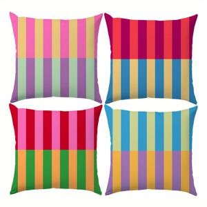 TEMU 4pcs 밝은 기하학적 베개 커버, 17.7