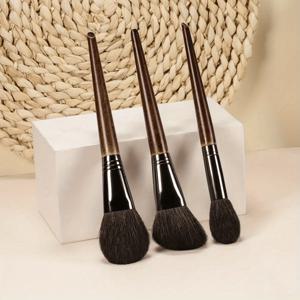 TEMU 3Pcs 메이크업 브러쉬 세트 천연 염소 머리 빅 페이스 브러쉬 세트 파우더 컨투어 뷰티 럭셔리 메이크업 브러쉬 절단 도구