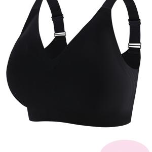 TEMU 고급 비즈 무선 브라 - 고무질, 통기성 및 편안한 여성용, 플러스 사이즈 (0XL-5XL), 일상적인 편안함|무봉제 디자인|取り外し可能 패드 브라