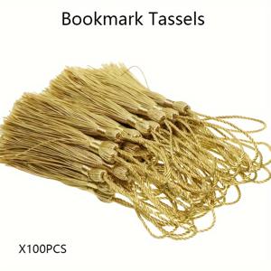 TEMU 100개 지성 노란색 태슬과 로프 루프 - 5.11인치 미니 실크 펜던트 DIY 주얼리, 키체인, 공예 및 선물 라벨링, 책갈피, 귀걸이 주얼리 만들기, 졸업식, 의류 봉제용