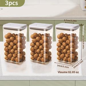 TEMU 3개 87.58oz 밀폐 식품 보관 용기, 프레스 디자인, 곡물, 밀가루, 설탕, 파스타 & 커피콩에 완벽 - 쉬운 잠금 뚜껑, 재사용 가능한 PP 소재, 사각형 - 이상적