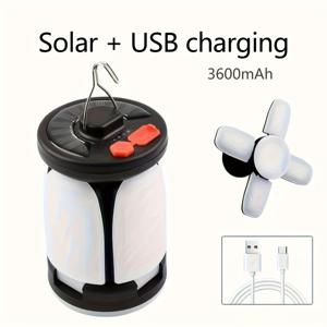 TEMU 태양광+USB/USB LED 캠핑 랜턴, 충전식 4500mAh 1000LM 비상용 파워뱅크, 접이식 6가지 조명 모드, 사진 촬영 및 포즈 소품, 장면 장식에 사용 가능|보조배터리|캠핑랜턴
