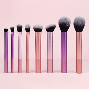 TEMU 8pcs 메이크업 브러시 세트, 휴대용으로 고강도 플라스틱 손잡이가 달려 있으며 내구성이 뛰어나고 튼튼하며, 부드럽고 섬세한 고품질 합성털을 특징으로 메이크업 애호가를 위한 완벽한 제품입니다.