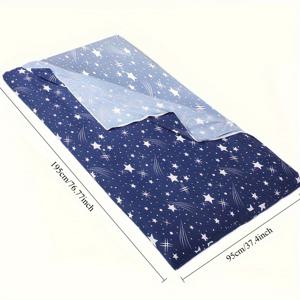 TEMU 지퍼가 있는 소프트 블루 스타 futon 매트리스 커버 - 기계 세척 가능한 폴리에스터, 전통 일본 스타일, 트윈 사이즈, 집 장식용 편안한 수면 매트, futon 매트리스 커버 | 스타 패턴 커버 | 지퍼 커버|매트리스커버