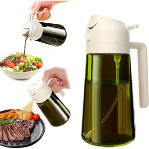 TEMU 16oz/470ml 올리브 오일 스프레이어 & 디스펜서 병 - BPA 프리 다크 그린 유리, 쉬운 청소 디자인, 블랙 캡 & 핸들, 요리, 에어 프라이어, 바비큐 및 주방 사용에 이상적, 요리용 오일 스프레이어 병|에어프라이어