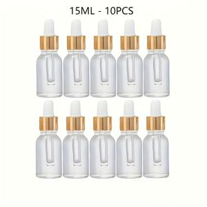 TEMU 투명 에센셜 오일 병 10ml&15ml&20ml 유리 스포이드 병(10개입), 여행용 화장품 포장 용기