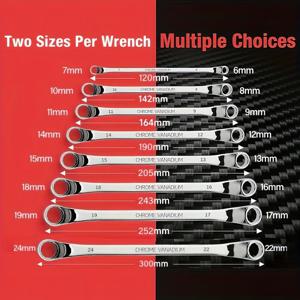 TEMU 8pcs 오프셋 박스 렌치 세트, 메트릭, 6-24mm, 75도, CR-V 스틸, 자동차, 자전거, , 세일보트 유지보수용 정리된 롤링 포치