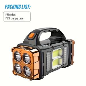 TEMU LiHangStar 휴대용 태양광 LED 작업 조명 - 강력한 USB 및 태양광 충전 COB 손전등, 다중 LED 빔, 캠핑, 야외 작업, 하이킹 및 비상 전원 은행에 적합, 야외 작업 조명|태양광 충전 손전등|강력한 구조, LED 작업 조명|보조배터리