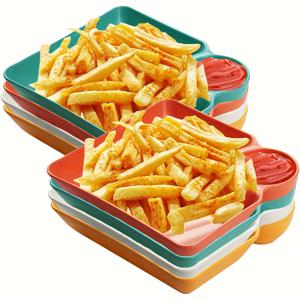 TEMU 8pcs 담뱃지 접시 소스 공간 제공 접시 플라스틱 제공 접시 세트 칩 및 제공 접시 일본 접시 작은 딥 트레이 스시 타코 소시지 스낵 음식