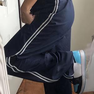 TEMU 여성용 솔리드 블루 레그 팬츠 - 사계절 캐주얼 및 정장용 논스트레치 세탁 가능 바지, 젊은 외모 | 매끄러운 질감|냉장고바지