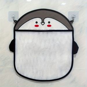 TEMU 1개 대형 욕실 수납 그물 가방, 귀여운 샤워 및 물놀이 장난감 보관용 그물백, 펭귄과 햄스터 모양 흡착식 걸이망
