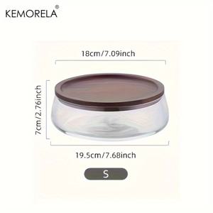 TEMU 케모렐라 더블 레이어 유리 그릇과 나무 뚜껑 - 견고한 유리 및 목재 주방 보관 용기 (견과류, 과일, 시리얼, 사탕용) - 할로윈, 크리스마스, 추수감사절, 하누카를 위한 홈 데코, 스낵 정리함 | 모던 | 나무 뚜껑 디자인