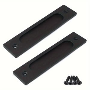 TEMU 2-Pack 밀폐형 도어 손잡이, 무광택 블랙 알루미늄 합금 핑거 풀 스크류 포함, 드릴링 불필요한 옷장 도어 손잡이, 쉬운 설치 푸시-풀 서랍 손잡이 문 및 창문용.