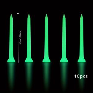 TEMU 10개 야광 골프 티 - 70mm & 83mm, 튼튼한 PP 플라스틱, 필수 골프 액세서리