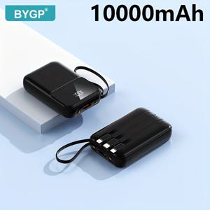 TEMU 10000mAh 휴대용 모바일 파워뱅크, PD20W 고속 충전, 내장형 충전 케이블/LED 전원 디스플레이, 아이폰/ 스마트폰 및 디지털 기기 호환, 야외용 비상 배터리 팩, 선물용|보조배터리|USB|USB