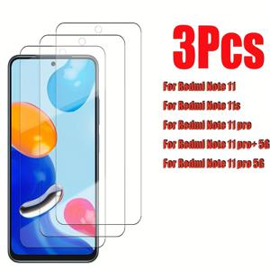 TEMU 세 개의 고화질 투명, 지문 방지, 버블 없는, 낙하 방지 강화 유리 필름은 Redmi Note 11/Redmi Note 11 Pro/Redmi Note 11s/Redmi Note 11 Pro+ 5G/Redmi Note 11 Pro 5G 휴대전화에 적합합니다.