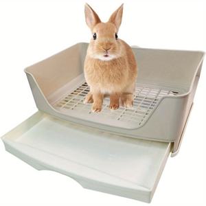 TEMU 1개 넓고 쉬운 청소가 가능한 플라스틱 토끼 배변함 서랍 포함 - 성인 햄스터, 게르빌, 밍크 고양이 및 소형 애완동물용 이상적인 코너 화장실, 내구성 있고 편안함