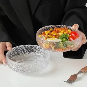 TEMU 2개 우아한 일본식 못박은 유리 그릇 - 전자레인지 안전, 과일 샐러드, 디저트, 및 아침 식사용 원형 디자인, 신선한 과일 및 야채를 제공하는 완벽한 그릇, 우아한 그릇, 전자레인지 안전 유리