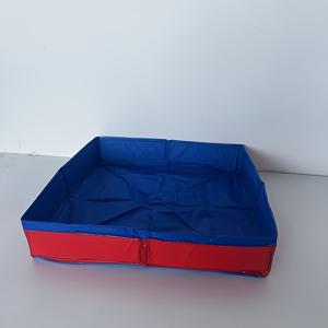 TEMU 대형 휴대용 접이식 모래 테이블 - 내구성 있는 두꺼운 옥스포드 부직포, 쉬운 보관 및 운반, 사계절 야외 활동 장난감, 파란색과 빨간색 정사각형 디자인, 해변 놀이 액세서리 | 접이식 디자인 | 견고한 구조, 모래 장난감