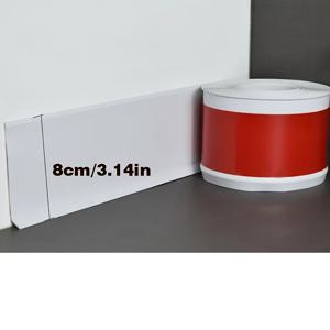 TEMU 거실 홈 데코용 118.1인치 PVC 두꺼운 스커트 라인 자체 접착 벽 코너 엣지 스트립, 방습 화이트 베이스 라인, 소프트 라인, 설치가 쉬움