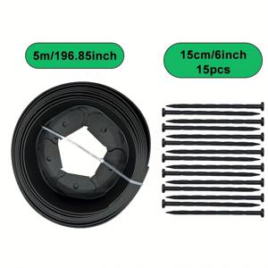 TEMU PE 소재 무공간 정원 가장자리 키트, 16.4피트 블랙 랜드스케이프 보더, 높이 2인치, 내구성 있고 설치가 쉬움, 고정 스테이크 15개 포함, 꽃밭 및 산책로에 적합