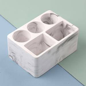 TEMU 1pc 퀵 드라이 다이아토마세스 이스 토치브러시 홀더, 대형 5 슬롯 다기능 주최자, 대리석 보기가 치약 및 치실 보관 스탠드, 욕실 샤워 화장대 카운터탑, 돌 재료, 독립형, 전기 없음