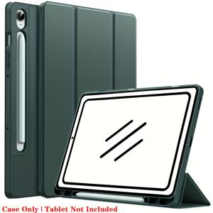 TEMU 삼성 갤럭시 Tab S10 FE 2025용 펜슬 홀더 및 트리폴드 스탠드가 있는 실리콘 케이스 - 부드러운 TPU 자동 깨움/잠금 백 셸 커버, 검정색, 태블릿 포함되지 않음, 태블릿 케이스 | 현대 태블릿 케이스 | 내구성 있는 태블릿 케이스, 태블릿