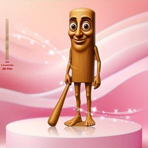TEMU 2D 평면 패턴, 1pc Tungtungtung Sahur 만화 캐릭터 목재 데스크탑 걸이식 신호 및 조각 - 레트로 2D 플랫 프린트 인공 목재 장식 (7.9