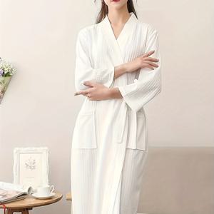 TEMU 여성용 사우나용 얇은 스팀 옷과 남성용 흡수성 빠른 건조 목욕 가운 1팩 봄/여름 와플 목욕 가운