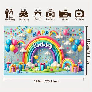 TEMU 2D 국기, 다용도 폴리에스터 재료, 테마 배경 장식, 사진용 프롭을 특징으로 하는 생일 파티 장식.