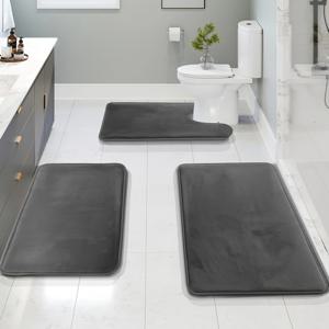 TEMU 3pcs 확장 메모리 폼 욕실 매트 세트 내구성 비끄럼 방 카펫 U-형 매트 및 화장실 뚜껑 커버 패드-편안한 욕실 장식 장식 침실 카펫 방 거실 주방 봄 여름 가을 겨울 데이에 적합