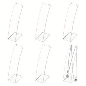 TEMU 6pcs L 모양 아크릴 목걸이 홀더, 기울어 진 뒤 귀걸이 진열대, 귀걸이 목걸이 긴 사슬 펜던트를위한 보석 조직자, 소매를위한 보석 저장 선반