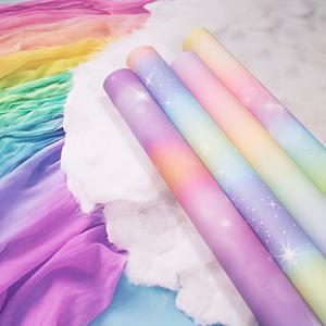 TEMU 4개 세트 무광 화이트 크래프트 선물 포장지, 북유럽 무지개 그라데이션, 별이 빛나는 하늘 & 구름 디자인 - 크리스마스 선물에 완벽함