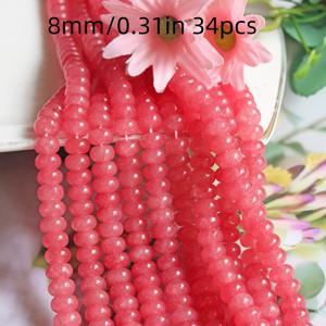 TEMU 18cm 수박 빨간색 천연 돌 칼세도니 비즈 1줄 - 광택 마감, DIY 주얼리 만들기용 라운드 스페이서 비즈, 팔찌 및 액세서리 제작에 완벽, 주얼리 만들기용 비즈