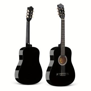TEMU YASATEAO 38인치 클래식 기타, 바스우드, 6현, 나일론 현, 아코스틱, 18 fret, 반 닫힌 튜닝 페그, ABS 플라스틱 넥, 혼합 색상