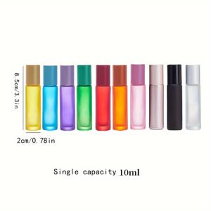 TEMU 10개 팩 리필 가능한 냉각 유리 롤러 병 - 10ml 에센셜 오일 롤온 바이알, 향수 샘플 용기, 화장품 여행용 병, 무향 유리 재질