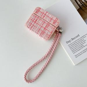 TEMU 세련된 트위드 질감의 이어버드 케이스, 땋은 끈 포함 - for AirPods Pro 2, 1/2, 3 Pro에 완벽 - TPU 소재