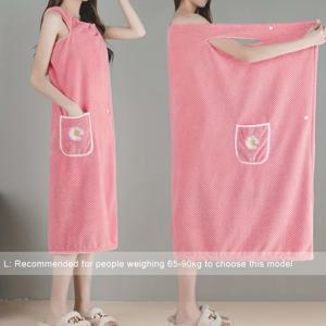 TEMU 두꺼운 스트랩이 있는 퀵드라이 여성용 목욕 가운 타월 랩 - 저자극성 폴리에스터, 꽃무늬 디자인, 흡수성 스파 스커트, 가정용|샤워가운