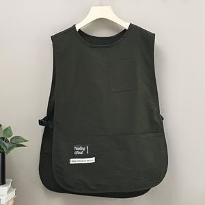 TEMU 1개 조절 가능한 나일론 앞치마 조끼, 요리용/네일 아트 및 가정용, 100% 나일론 원단, 가벼운 매끄러운 질감, 안감 없음, 전면 포켓, 뒷쪽 묶음, 올리브 그린, 내구성 있고 실용적인 일상 작업복 디자인|네일