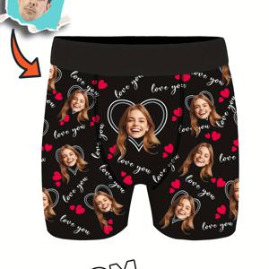 TEMU 사진이 있는 맞춤형 얼굴 박서, 개인화된 즐거운 사진 박서, 얼굴이 있는 재미있는 속옷, 아빠/남편/남자친구를 위한 재미있는 장난 선물