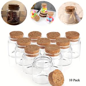 TEMU 코르크가 있는 10개 작은 유리병, 50ml 미니 유리병, 미니 캔디 비알 포션 병, 빈 스펠 병, DIY 소원 병 메시지 병, 결혼식 장식용 모래병