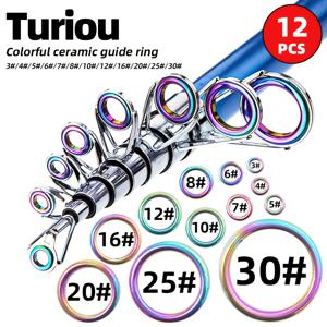 TEMU 12pcs Turiou 세라믹 가이드 링 낚시대용, 혼합 색상 자석 아이렛, 크기 3#-30#, 고성능 낚시 라인 링, 담수 및 해수 낚시대 수리 액세서리용, 배터리 없음