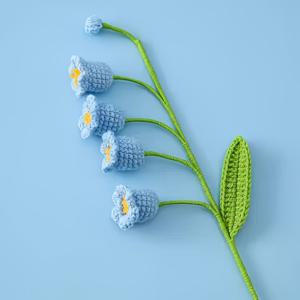 TEMU 젠틀 케어| 우아한 인공 벨 난초 부케 - 사계절 거실 & 웨딩 장식용 핸드크로셰 꽃, 화이트, 핑크, 퍼플, 블루, 옐로우