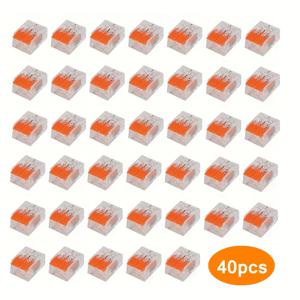 TEMU 40개 레버 와이어 커넥터, 레버 홈 컴팩트 스플라이싱 커넥터 - 2 포트 전기 케이블 클램프 커넥터 AWG 24-12 전기 케이블 단선 및 다중선 유연 와이어용, 배터리 없음