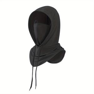 TEMU 1pc 남녀 공용 태양 보호 얼굴 커버, 빠른 건조 풀 헤드 마스크, 남성 및 여성용 통기성 태양 크림, 짠 텍스틸, ≥80% 재질 내용, 검은색 - 손 세탁/건조 세탁