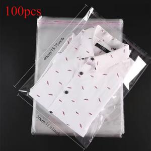 TEMU 100/150개 대형 투명 재밀봉 가능 OPP 백 - 하늘색 셔츠 디자인과 흰 칼라 & 소매 단추 - 신발, 옷, 모자 및 일상용품을 위한 내구성 있는 플라스틱 보관함 - 캠핑, 여행 및 선물 포장에 완벽