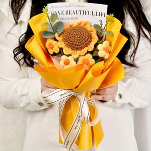 TEMU 1세트 수제 크로셰 부케 - 니트 꽃다발, 생일, 발렌타인데이, 어머니날, 아버지날, 추수감사절, 신부 들러리, 크리스마스 및 스승의 날을 위한 완벽한 선물 - 봄 계절 침실 데스크탑 홈 장식