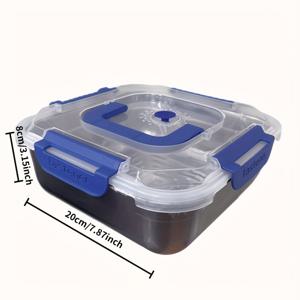 TEMU 누수 방지 블루 뚜껑이 있는 2500/1800ml 헤비듀티 스테인리스 스틸 식품 용기 - 냉동고 사용 가능, 식기세척기 안전, 가정 및 레스토랑용 이상적, 주방 필수품, 슬림한 주방 도구 | 내구성 있는 주방 아이템